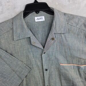 Richter Goods Chambray Mens Short Sleeve Button Up‎ Shirt Medium Casual